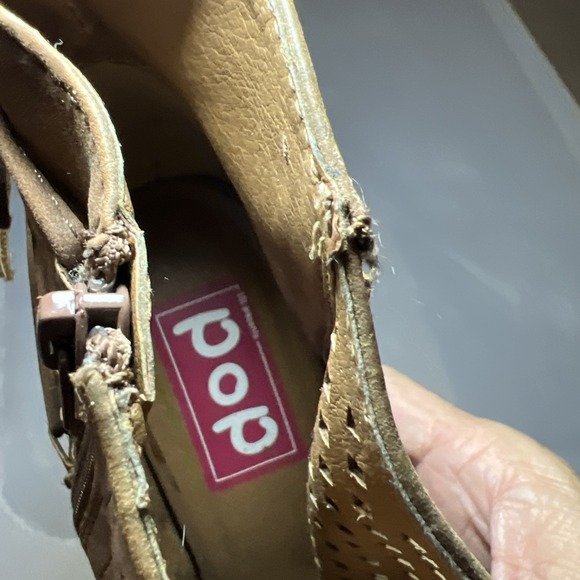 Pop Boots Womens 8 M TUCSON Booties Tan Faux Leather Fringe Tassels Western TIE - Picture 7 of 8